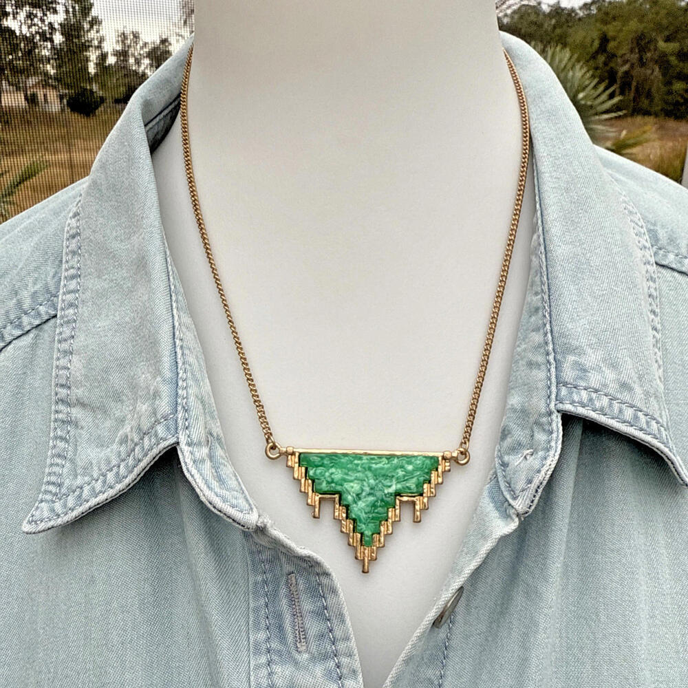 NWT Teal Turquoise Goldtone Druzy Western Boho Cowgirl Necklace